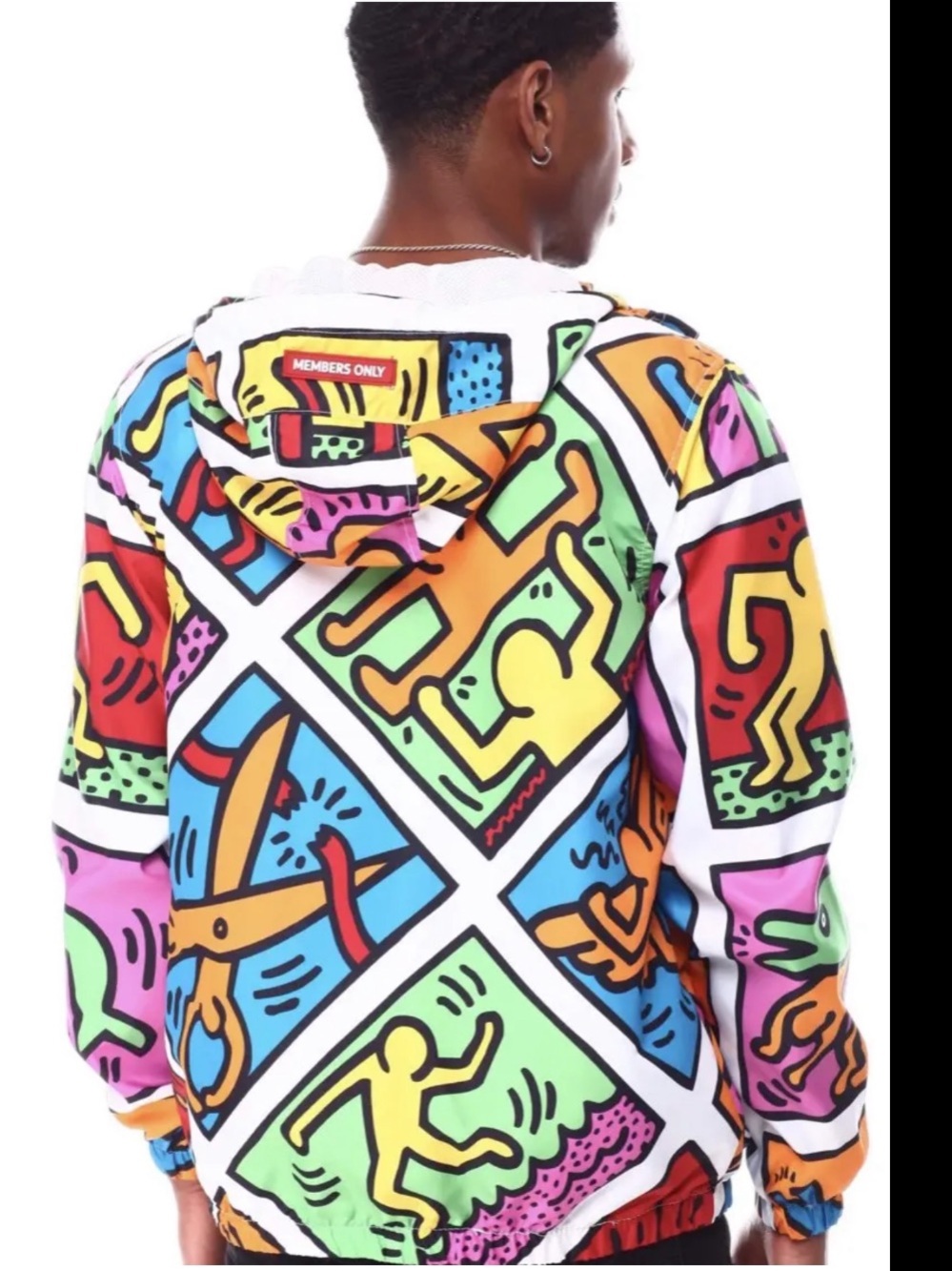 Members Only x Keith Haring Windbreaker Jacket Multicolor Size Medium, NWT